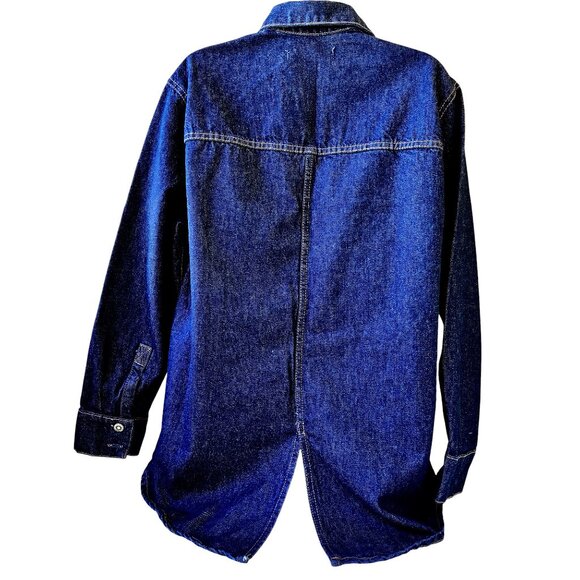 Zara Button Front Long Sleeve Collared Jean Jacket Blue Womens Extra Small XS - Picture 10 of 15